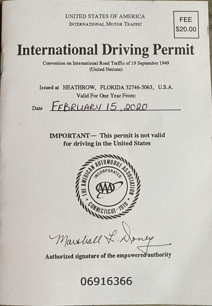 Picture of cover page of International Driving Permit